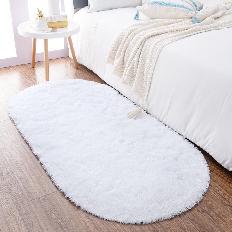 Noahas Ultra Soft Fluffy Bedroom Rugs Kids Room Carpet Modern Shaggy Area Rugs Home Decor 2.6' X 5.3', White - Image 1